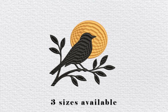 Bird on Branch Embroidery Design File