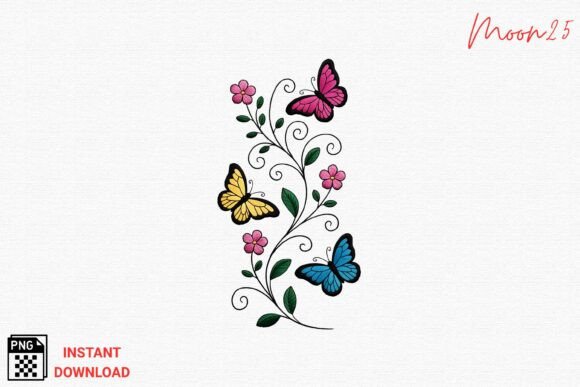 Butterflies and Flowers Embroidery PNG Review