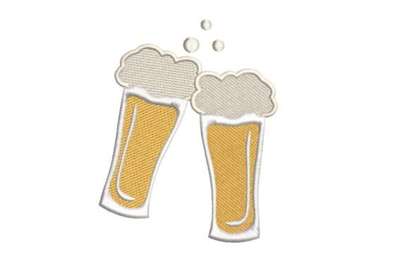 Cheers Clinking Beer Glasses Embroidery Design