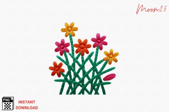 Colorful Floral Stitches Embroidery PNG Review