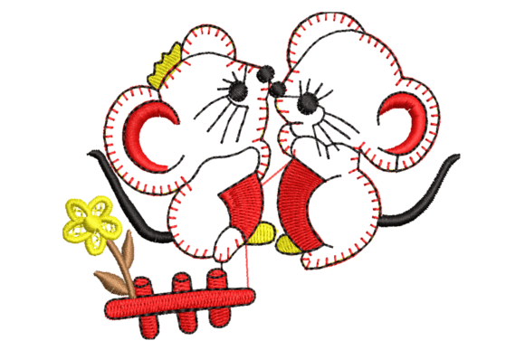 Cute Mouse Couple Machine Embroidery Review