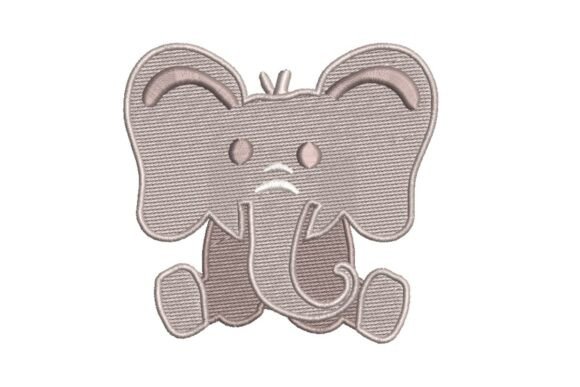 Cute Sitting Baby Elephant Embroidery Design