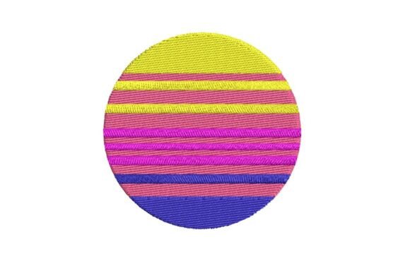 Retro 80s Striped Sunset Circle Embroidery Design