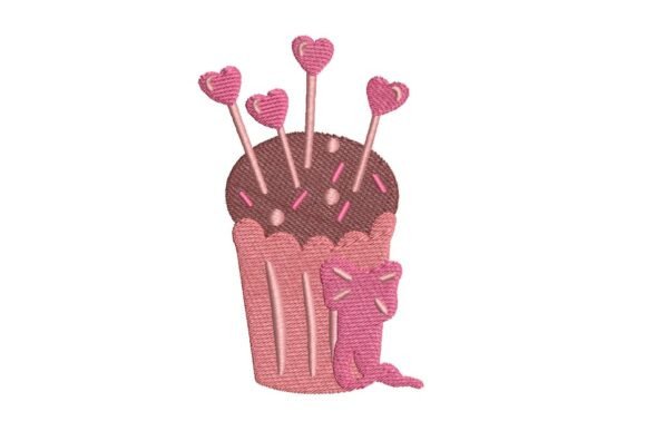 Valentine's Day Heart Topper Cupcake Embroidery